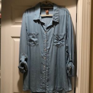Chambray denim ladies blouse